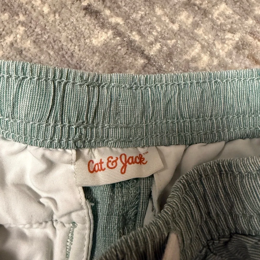 Cat & Jack Linen Look Toddler Boys Green Shorts - Picture 3 of 4